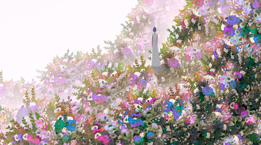 Surreal art of creative way inspiration motivation imagination and dream concept idea, A woman with door of light in fantasy garden. 3d illustration. mystery in nature landscape. (foto: Shutterstock)