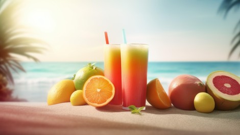 Tropski sok, morje, plaža, napitek