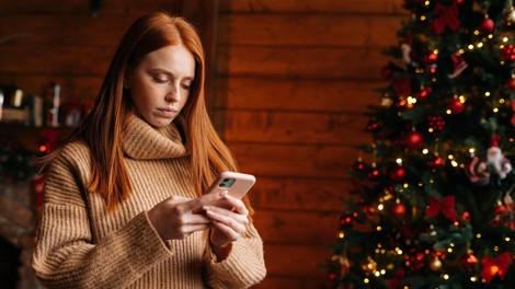 ženska, telefon, prazniki