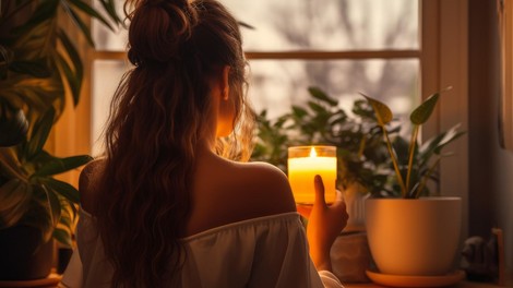 ženska, dom, sveča