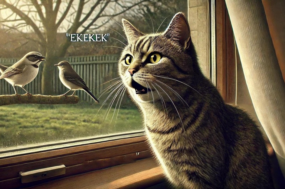Zakaj mačke delajo "ekekek", ko vidijo ptiča (foto: ai)