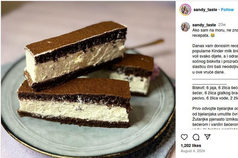 Ni vam jih treba kupovati: TAKO sami naredite domače Milch-Schnitte (foto: Sandy-taste, Instagram, posnetek zaslona)