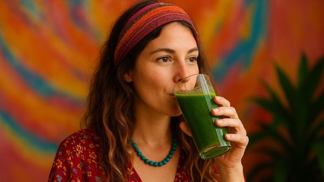 ženska pije smoothie
