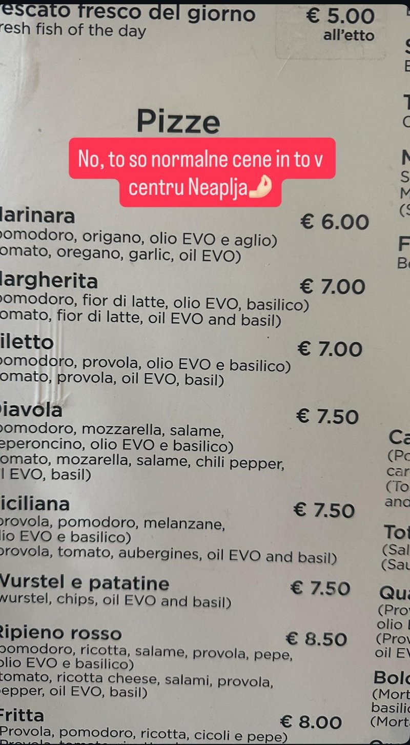 Toliko stane pica v centru Neaplja – zakaj v Sloveniji plačamo dvakrat več?
