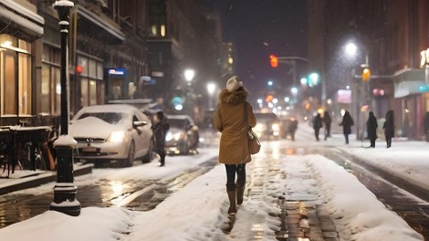 sneg zima mesto ulica