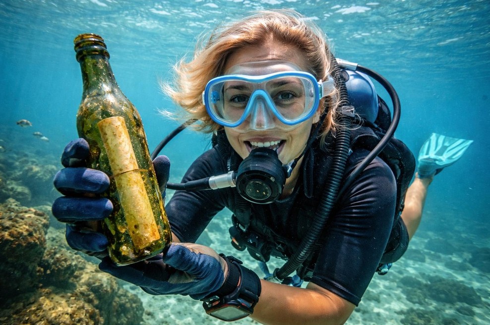 Med potapljanjem je našla steklenico s skoraj 100 let starim sporočilom (foto: ai)