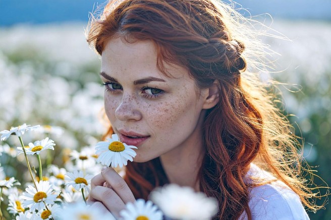 ženska travnik rože