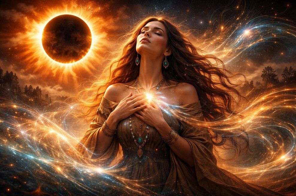 Ali lahko sončev mrk prebudi spomine in občutke iz prejšnjih življenj? (foto: ai)