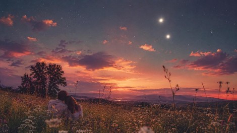 par nebo travnik poletje